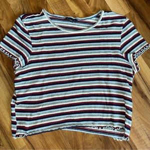 American Eagle XL Stretchy Striped Baby Tee Top